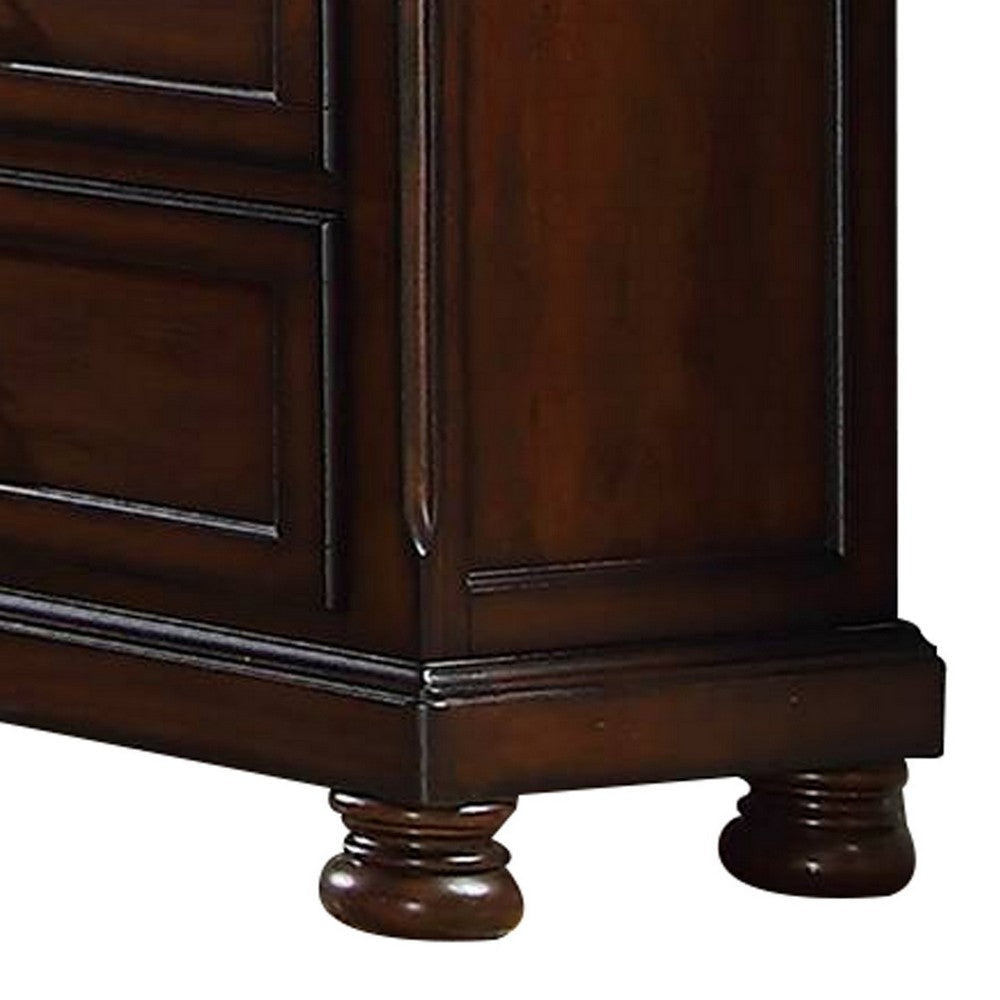 Wooden Dresser with Seven Drawers and Bun Feet Brown By Casagear Home BM232903