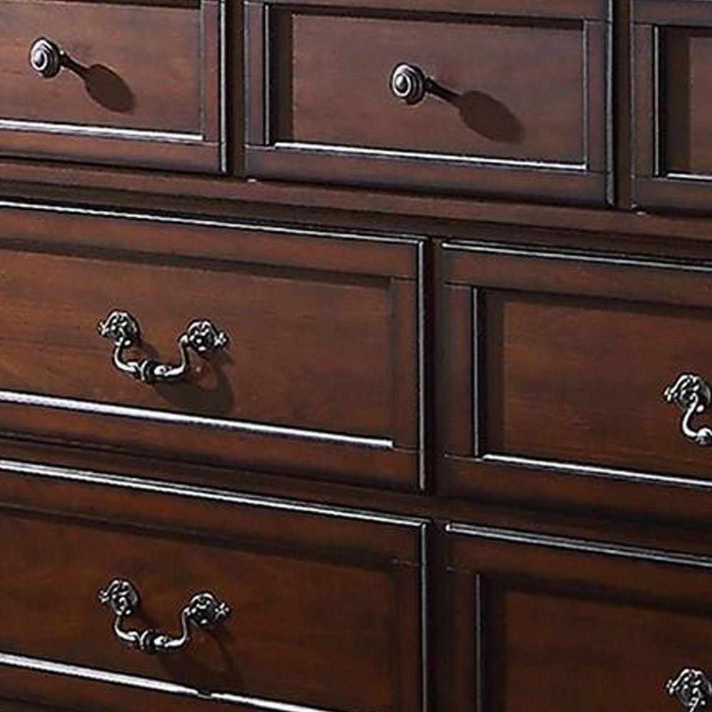 Wooden Dresser with Seven Drawers and Bun Feet Brown By Casagear Home BM232903