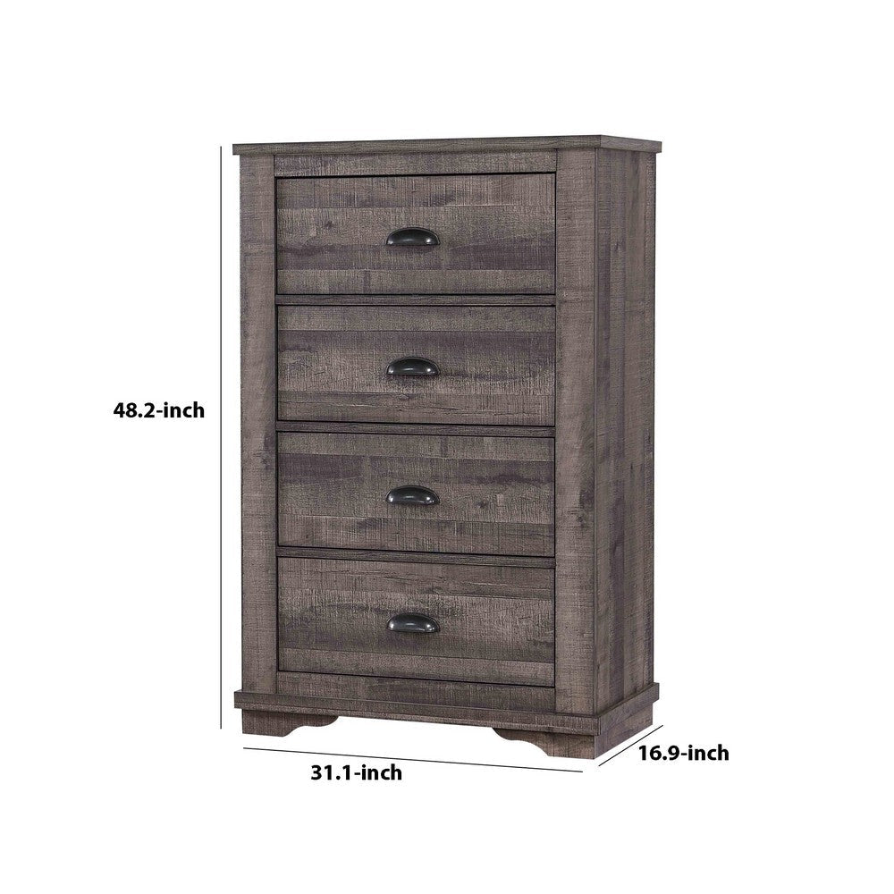 48 inch 4 Drawer Wooden Chest with Cup Pulls Gray By Casagear Home BM232918