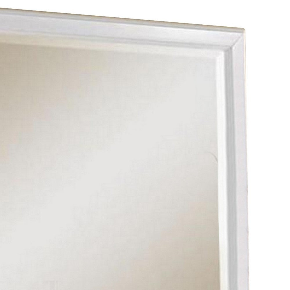 Wooden Wall Mirror with Rectangular Framework White By Casagear Home BM232976