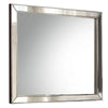 Wooden Wall Mirror with Beveled Edges and Mounting Hardware, Silver By Casagear Home