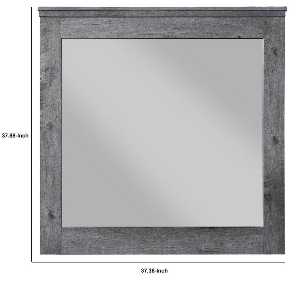 Traditional Wooden Wall Mirror with Rustic Style Gray By Casagear Home BM232989