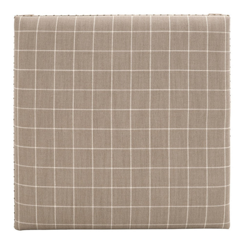 Nailhead Trim Fabric Upholstered Checkered Coffee Table Gray By Casagear Home BM233012