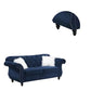 77 Inches Nailhead Trim Velvet Loveseat with Crystal Tufting Blue By Casagear Home BM233089