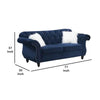 77 Inches Nailhead Trim Velvet Loveseat with Crystal Tufting Blue By Casagear Home BM233089