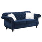 77 Inches Nailhead Trim Velvet Loveseat with Crystal Tufting, Blue By Casagear Home