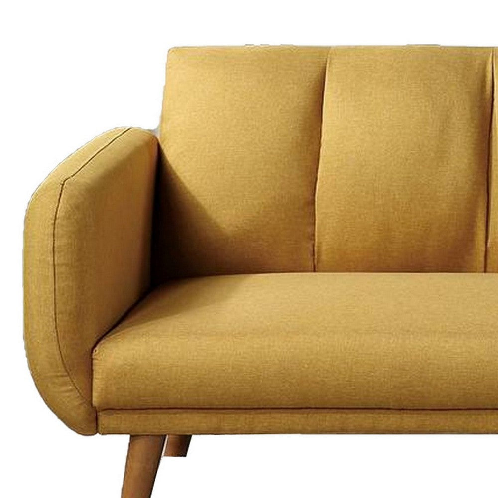 Adjustable Upholstered Sofa with Track Armrests and Angled Legs Yellow By Casagear Home BM233093