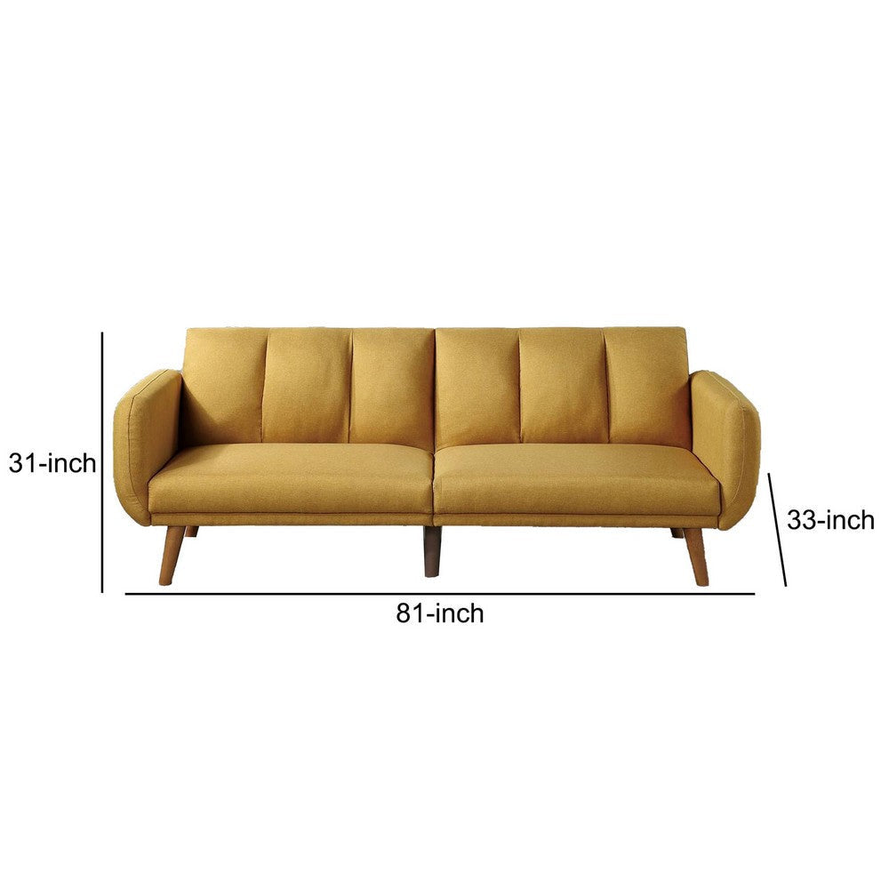 Adjustable Upholstered Sofa with Track Armrests and Angled Legs Yellow By Casagear Home BM233093