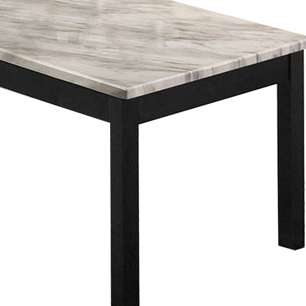 3 Piece Coffee Table and End Table with Faux Marble Top Black and White By Casagear Home BM233097