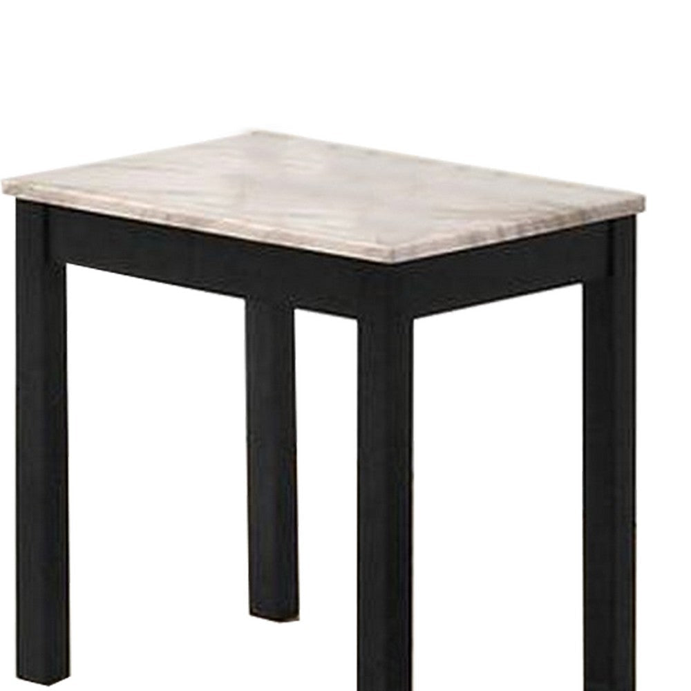 3 Piece Coffee Table and End Table with Faux Marble Top Black and White By Casagear Home BM233097