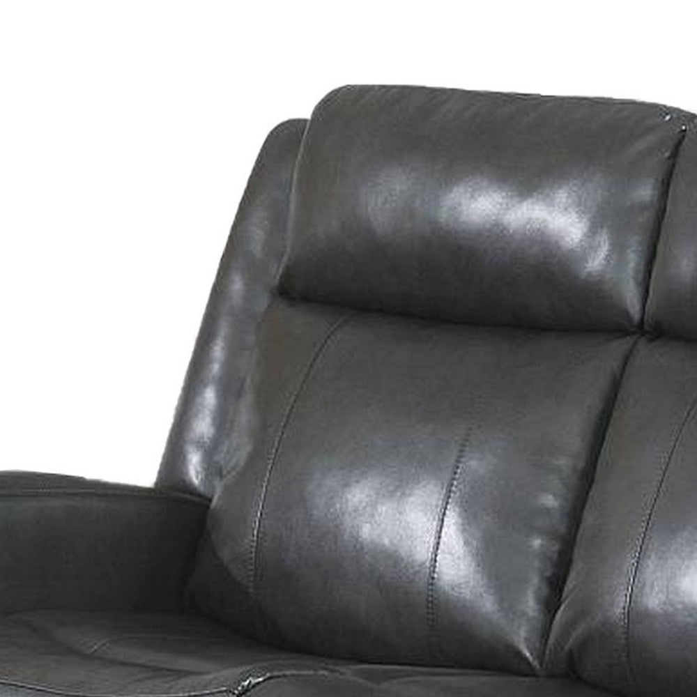 Upholstered Sofa with USB Port and Pillow Backrest Black By Casagear Home BM233101