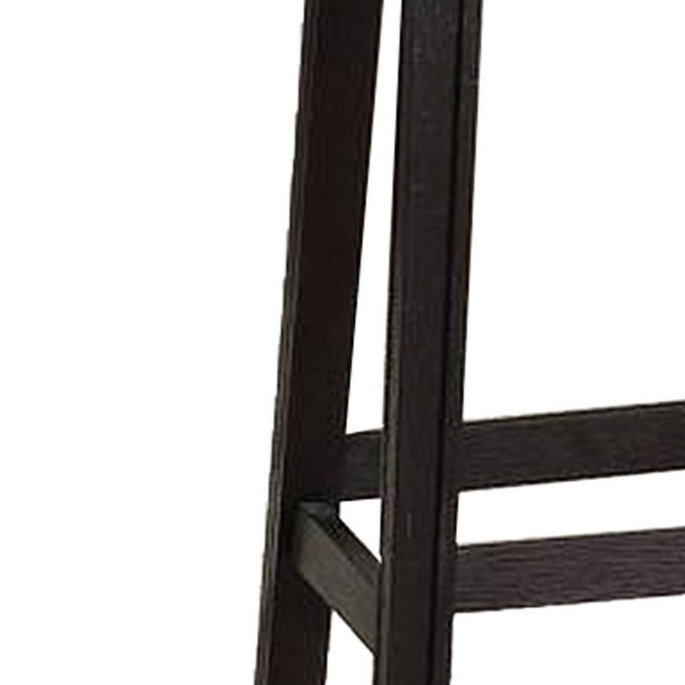 29 Inch Wooden Bar Stool with Upholstered Cushion Seat Set of 2 Gray and Black By Casagear Home BM233105