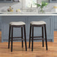 29 Inch Wooden Bar Stool with Upholstered Cushion Seat Set of 2 Gray and Black By Casagear Home BM233105