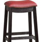 29 Inch Wooden Bar Stool with Upholstered Cushion Seat Set of 2 Gray and Red By Casagear Home BM233108