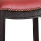 29 Inch Wooden Bar Stool with Upholstered Cushion Seat Set of 2 Gray and Red By Casagear Home BM233108