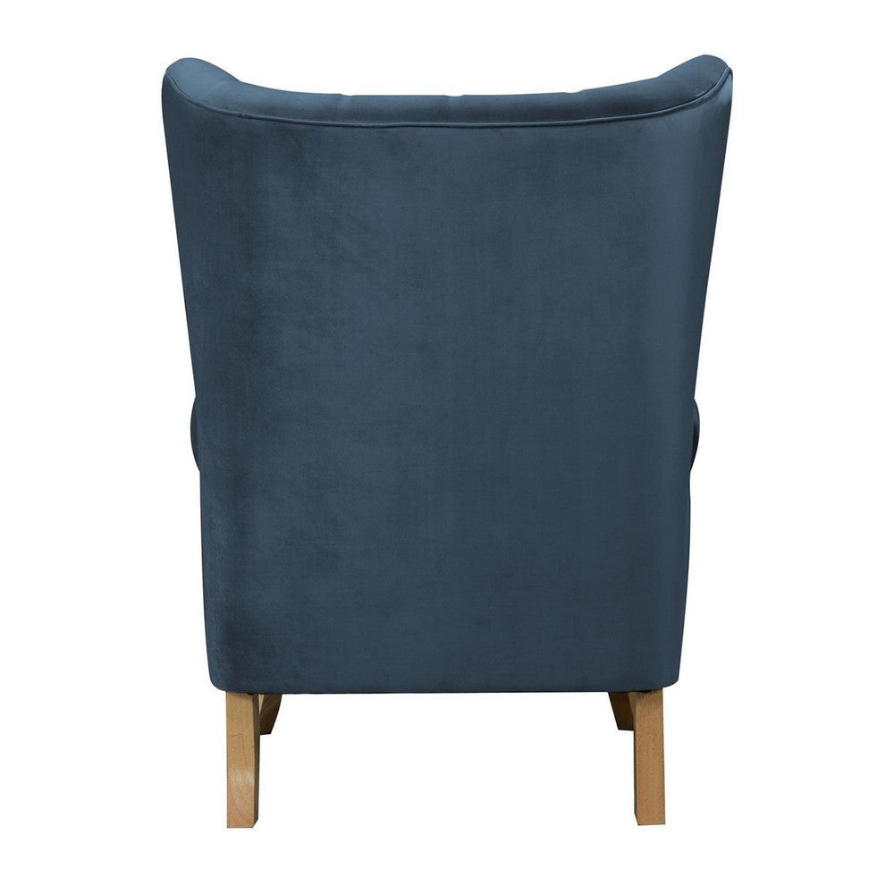 Transitional Style Wooden Accent Chair with Button Tufting Azure Blue By Casagear Home BM233126