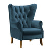 Transitional Style Wooden Accent Chair with Button Tufting, Azure Blue By Casagear Home