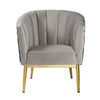 Wooden Accent Chair with Barrel Style Backrest Gray and Gold By Casagear Home BM233129