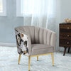 Wooden Accent Chair with Barrel Style Backrest Gray and Gold By Casagear Home BM233129