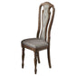 Wooden Dining Chair with Button Tufted Back Set of 2 Brown and Gray By Casagear Home BM233133