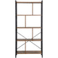 4 Tier Wood and Metal Bookcase with Crossbars Brown and Black By Casagear Home BM233143