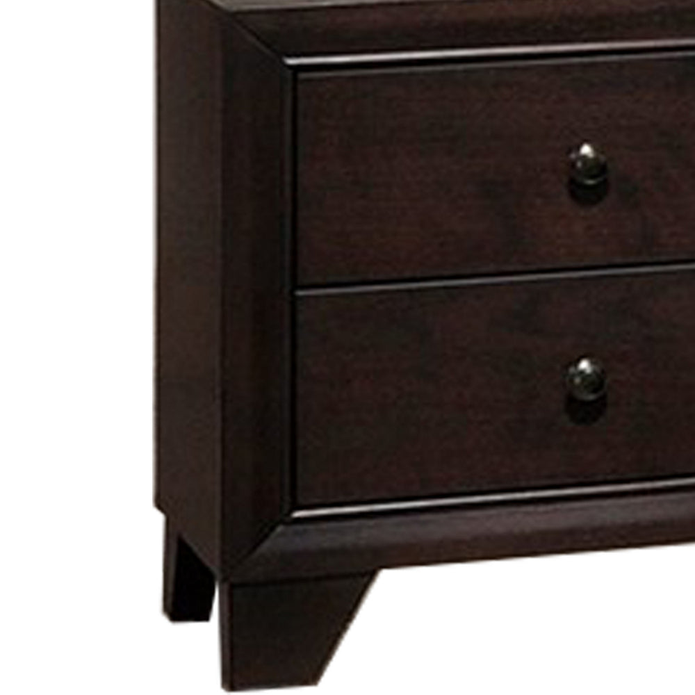 Transitional Wooden Nightstand with Two Spacious Drawers Brown By Casagear Home BM233159