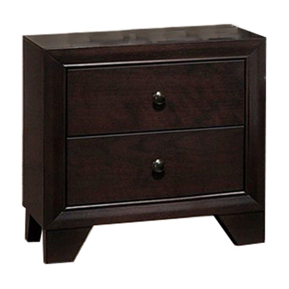 Transitional Wooden Nightstand with Two Spacious Drawers Brown By Casagear Home BM233159