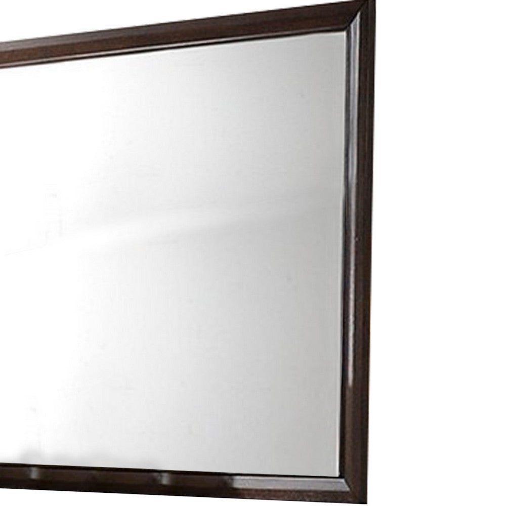 Wooden Rectangular Mirror with Molded Details Brown By Casagear Home BM233160