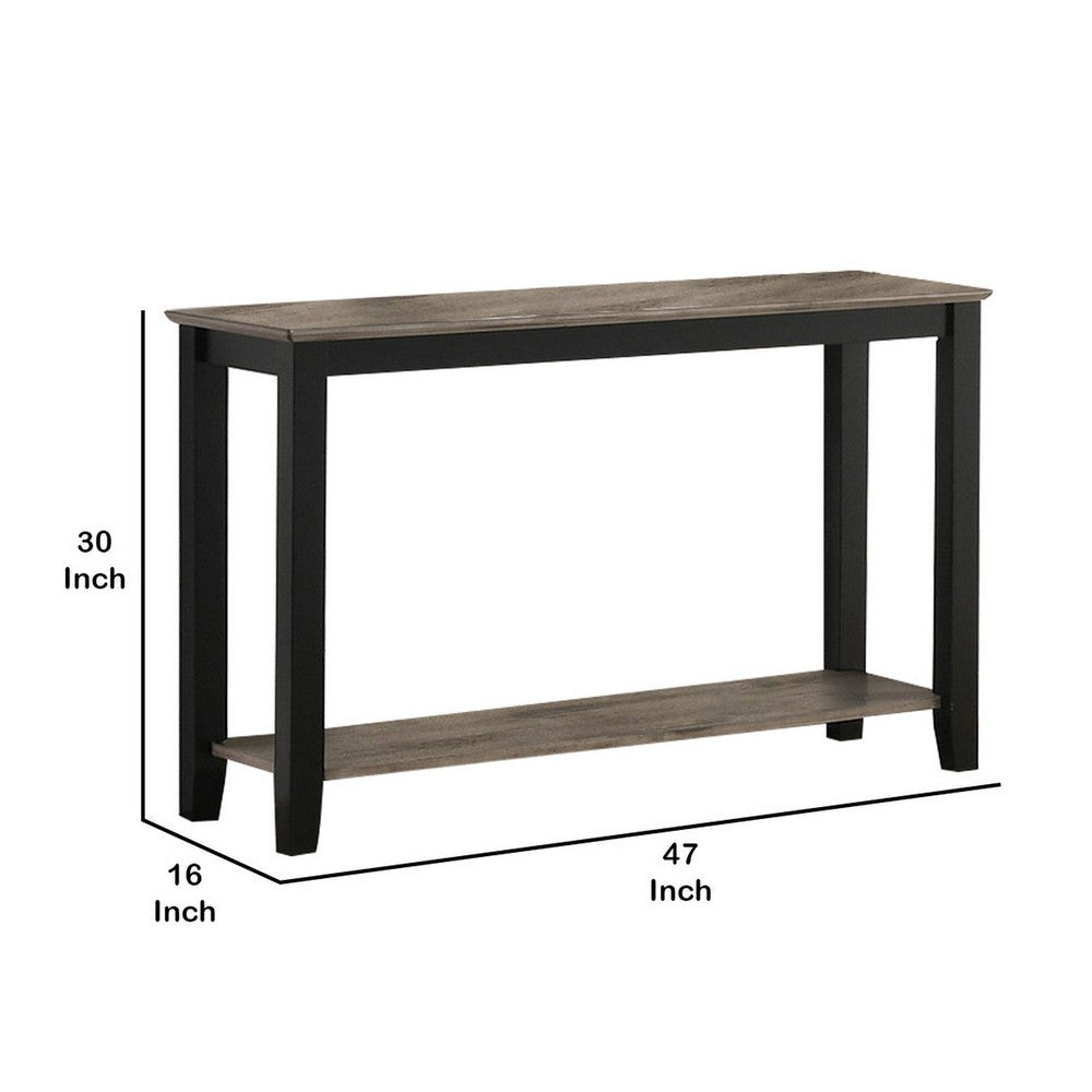 Wooden Console Table with One Open Shelf Black and Gray By Casagear Home BM233170