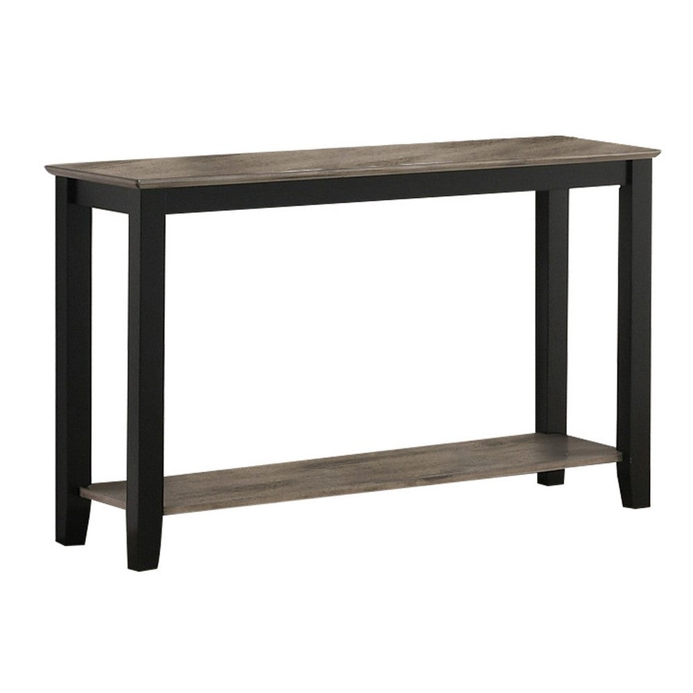 Wooden Console Table with One Open Shelf Black and Gray By Casagear Home BM233170