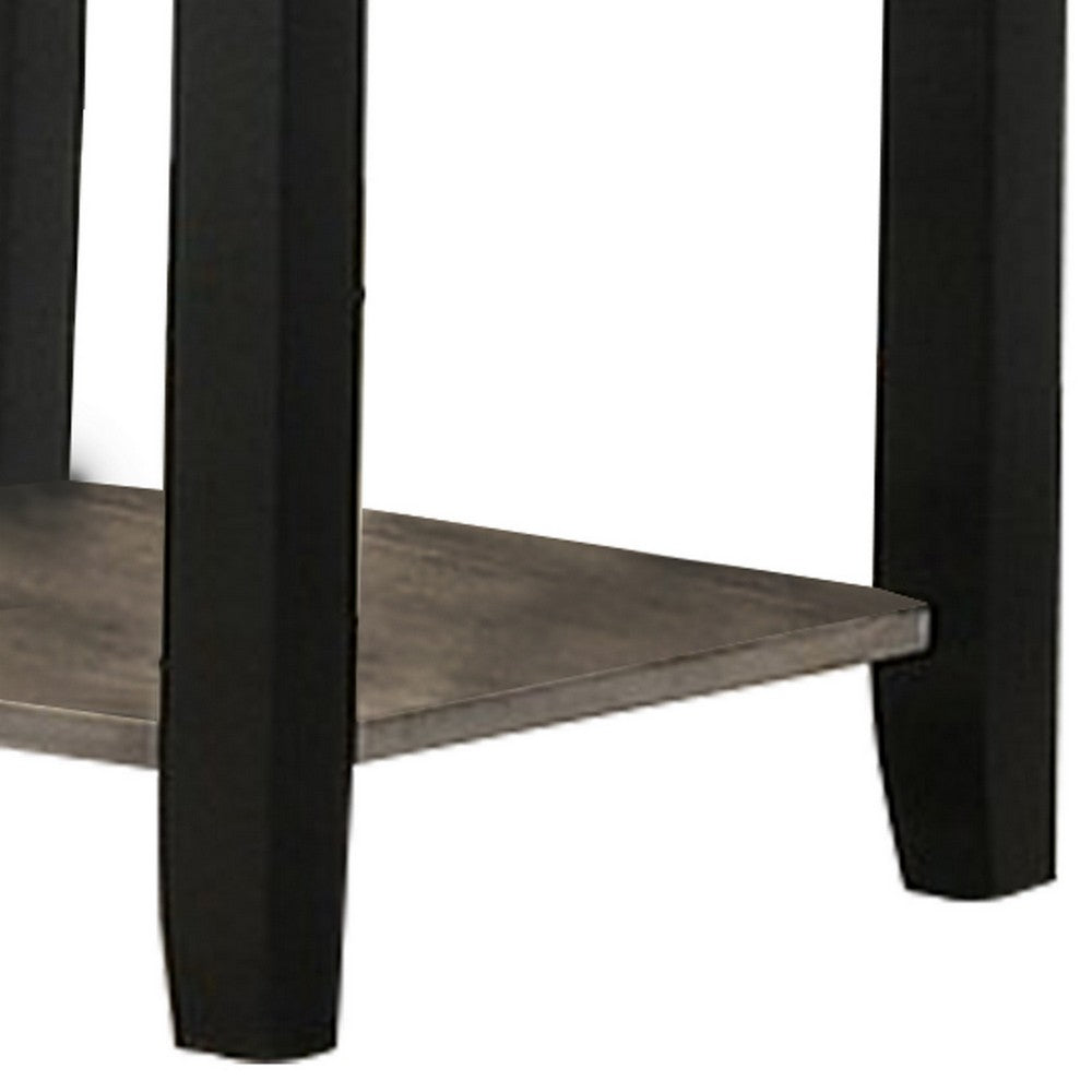 Wooden End Table with One Open Shelf Black and Gray By Casagear Home BM233171