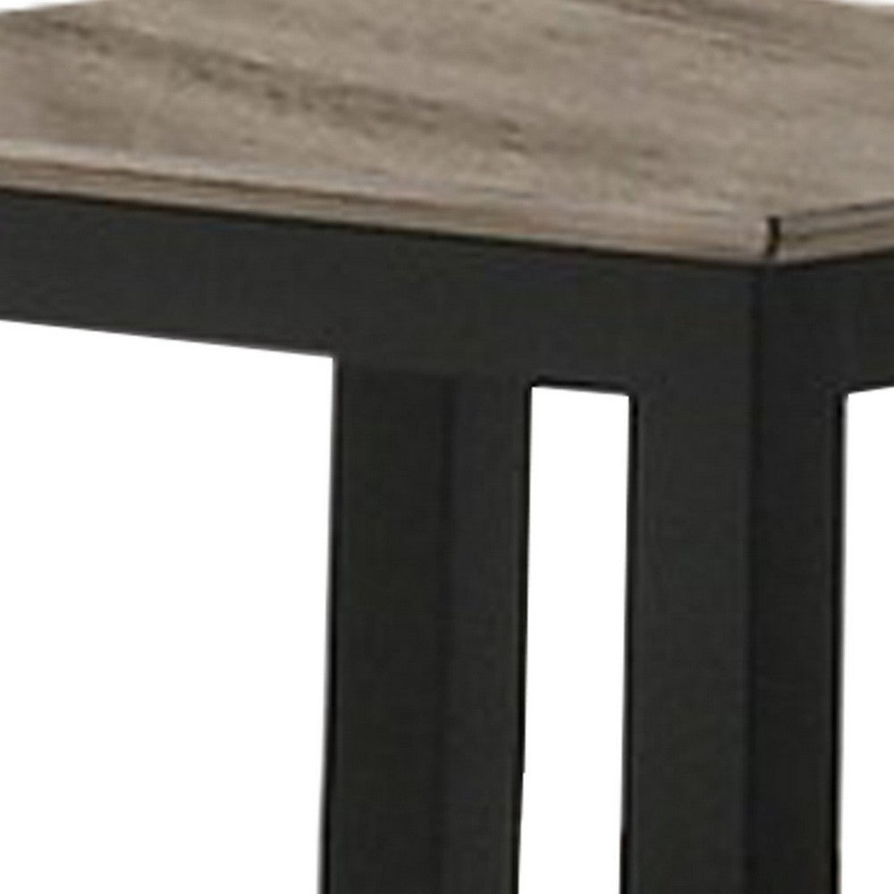 Wooden End Table with One Open Shelf Black and Gray By Casagear Home BM233171