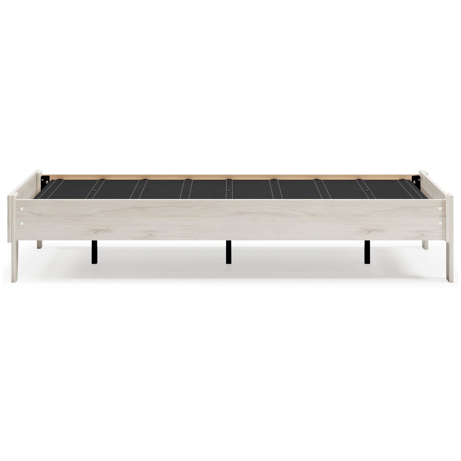 Wooden Twin Platform Bed with Grains Off White By Casagear Home BM233200