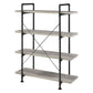 56 Inch 4 Tier Metal and Wooden Bookcase Black and Gray By Casagear Home BM233213