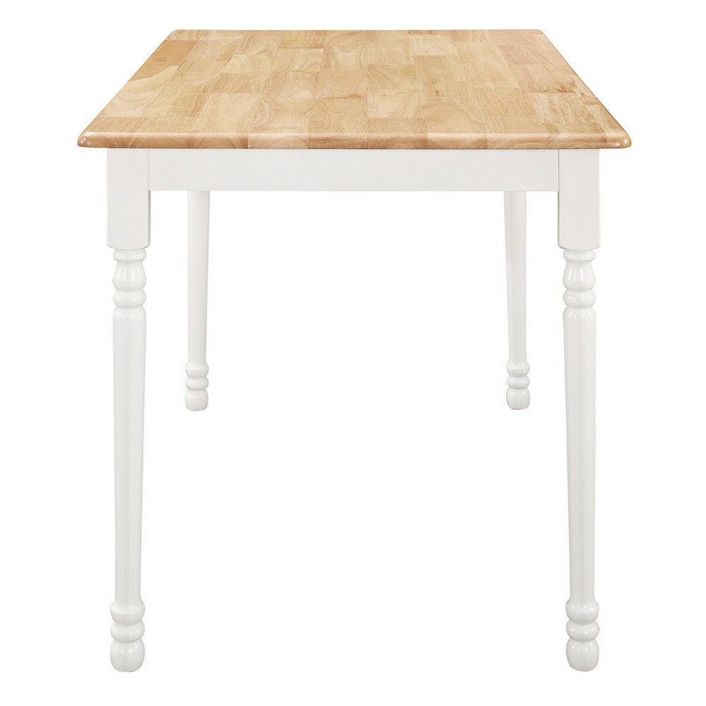 Cottage Style Dining Table with Turned Legs Natural Brown and White By Casagear Home BM233505