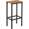 5 Piece Wooden Bar Table and Bar Stools with Metal Legs Brown and Black By Casagear Home BM233512