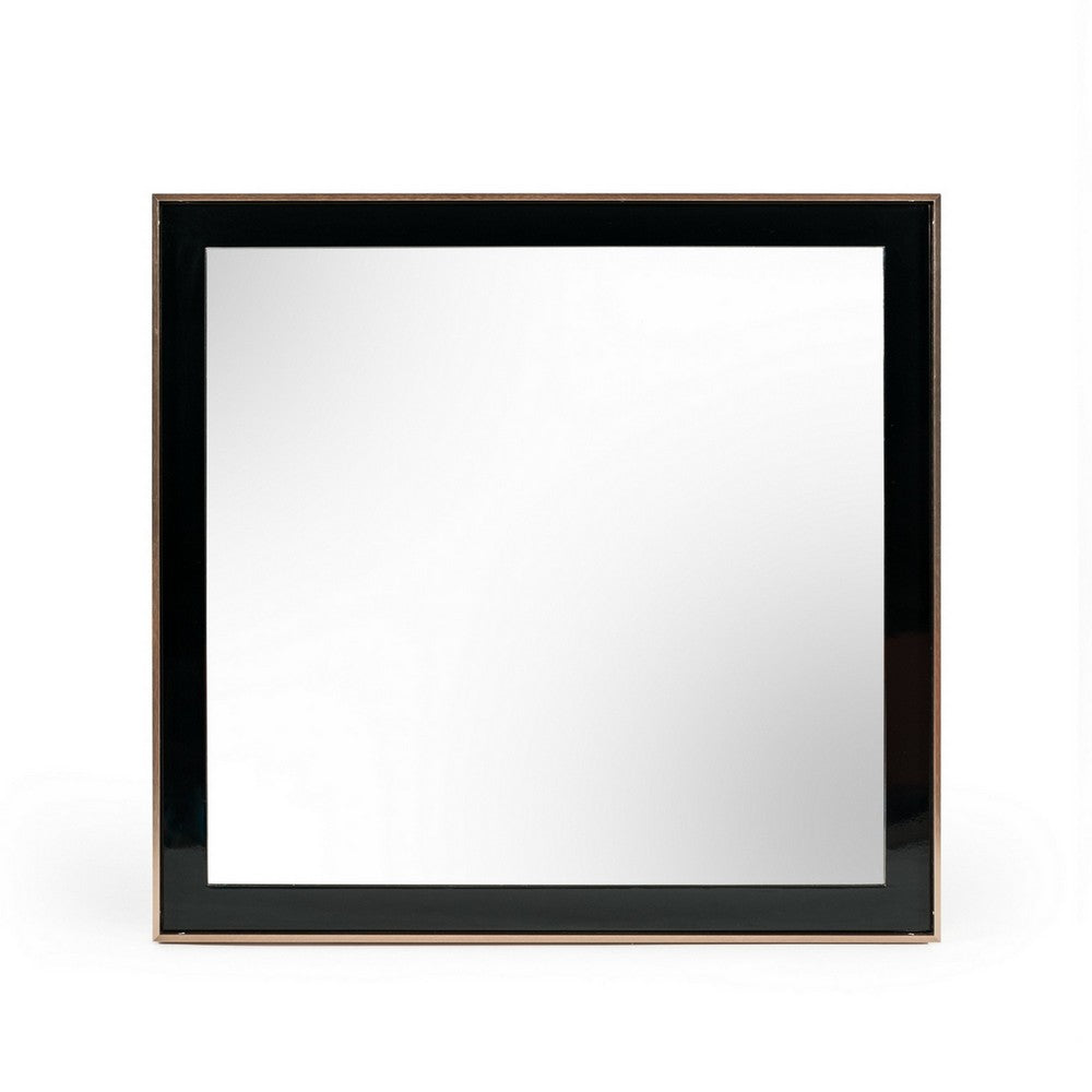 Dual Tone Stainless Steel Frame Wall Mirror Black and Gold By Casagear Home BM233590