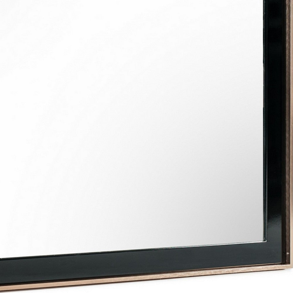 Dual Tone Stainless Steel Frame Wall Mirror Black and Gold By Casagear Home BM233590