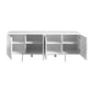 75 Inch 4 Doors Modern Buffet Server Geometric Front Metal Legs White By Casagear Home BM233632