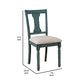 Wooden Side Chair with Open Chiseled Design Back Set of 2 Blue By Casagear Home BM233693