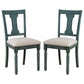 Wooden Side Chair with Open Chiseled Design Back Set of 2 Blue By Casagear Home BM233693