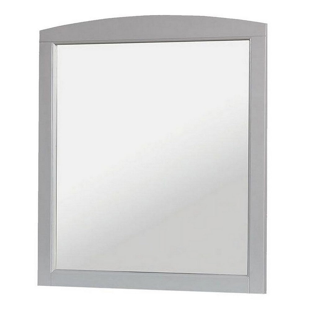 32 Inch Curved Top Wooden Frame Transitional Mirror, Gray By Casagear Home