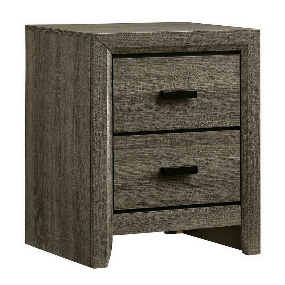 24 Inch 2 Drawer Wooden Nightstand with Finger Pulls Brown By Casagear Home BM233741