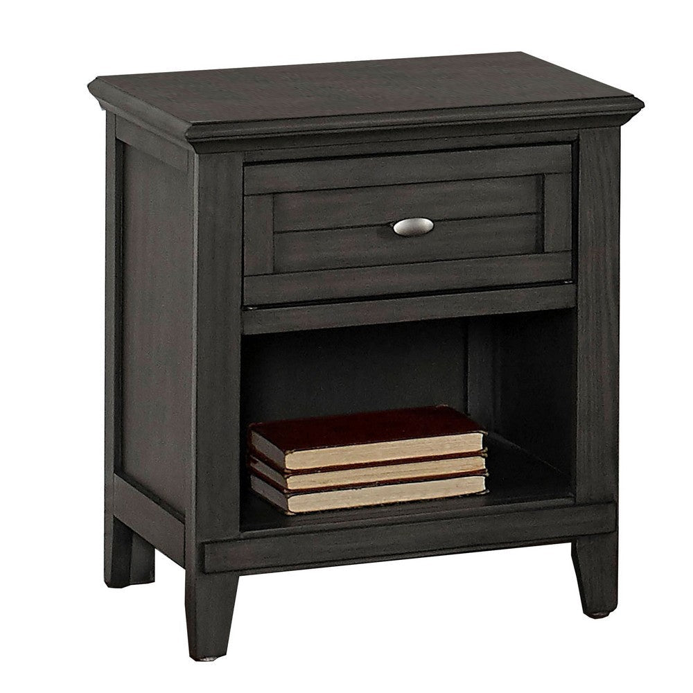 21 Inch 1 Drawer Nightstand with Bottom Shelf Gray By Casagear Home BM233746