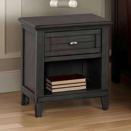 21 Inch 1 Drawer Nightstand with Bottom Shelf, Gray By Casagear Home