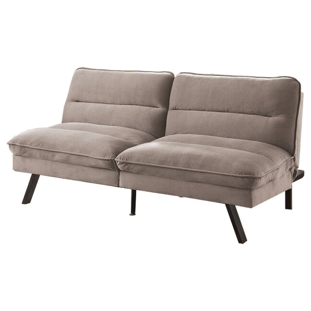 Fabric Futon Sofa with Split Back and Angled Legs Gray By Casagear Home BM233787