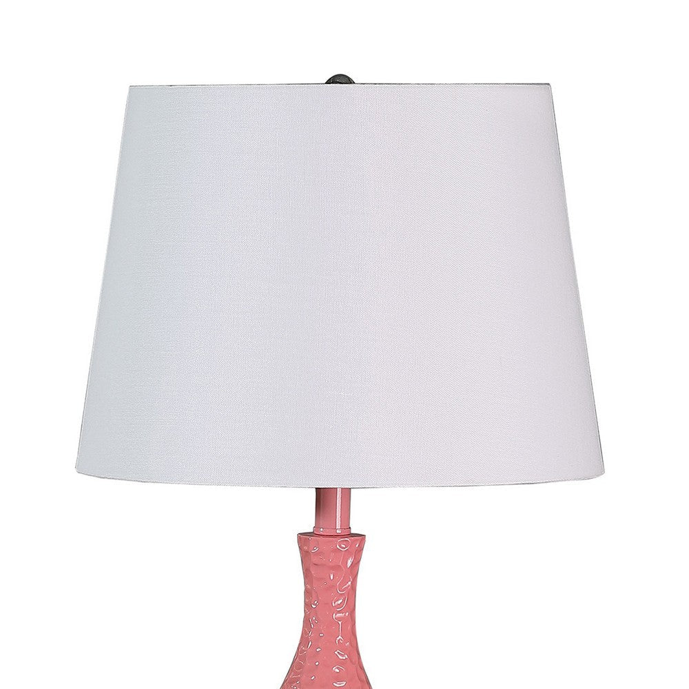 Pin Bowl Design Metal Table Lamp with Hammered Pattern Pink By Casagear Home BM233920