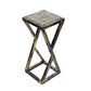 19.5 Inches Stone Top Plant Stand with Geometric Base Black and Gray By Casagear Home BM233955