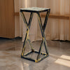 19.5 Inches Stone Top Plant Stand with Geometric Base, Black and Gray By Casagear Home