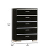 High Gloss Lacquer Coated 5 Drawer Chest with Bracket Feet,Black and Chrome By Casagear Home BM233971